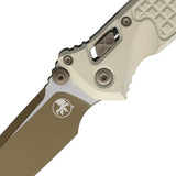 Microtech Socom Ram-Lok Champagne Gold Frag Titanium Folding Burnt Bronze M390MK Tanto Knife 161RL1FRCGC1