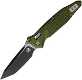 Microtech Socom Ram-Lok OD Green Frag Aluminum Folding Two-Tone M390MK Tanto Knife 161RL1FROD