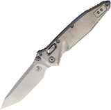 Microtech Socom Marfione Ram-Lok Stonewash Titanium Folding M390MK Tanto Knife 161RLS10MS3