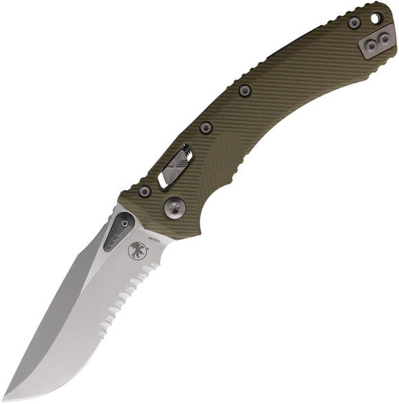 Microtech Amphibian Ram-Lok OD Green Fluted G10 Folding M390MK Serrated Pocket Knife 16223