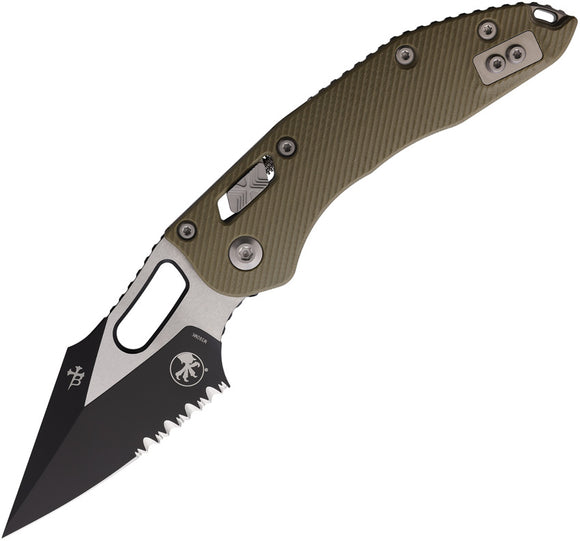 Microtech Stitch Ram-Lok OD Green Fluted G10 Folding M390MK Serrated Pocket Knife 16310