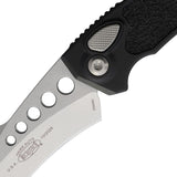 Microtech Automatic Hawk Karambit Knife Button Lock Black Aluminum & Traction Stonewash M390MK Blade 16610