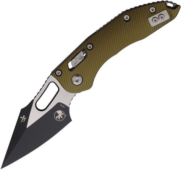 Microtech Stitch Ram-Lok OD Green Fluted Aluminum Folding Two-Tone M390MK Pocket Knife 16814