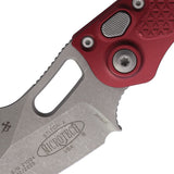 Microtech Automatic Stitch Knife Button Lock Merlot Red Aluminum Apocalyptic Blade 16910APMR