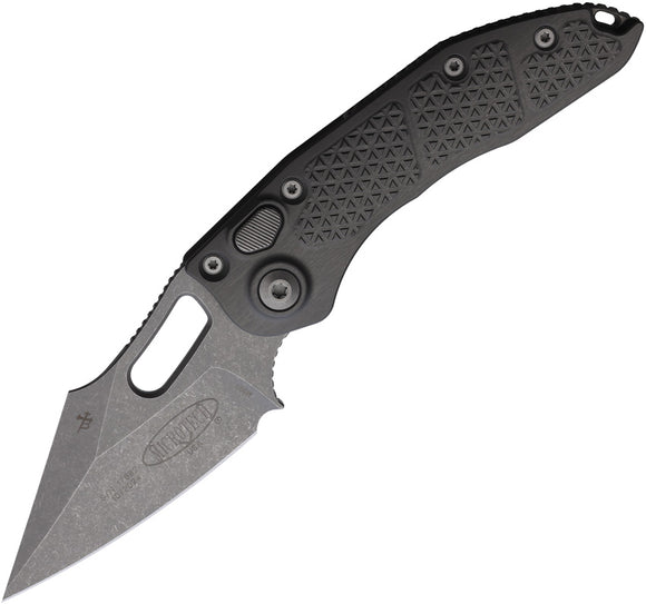 Microtech Automatic Stitch Knife Button Lock Natural Clear Gray Aluminum Apocalyptic Blade 16910APNC