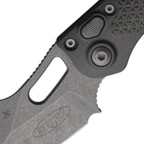 Microtech Automatic Stitch Knife Button Lock Natural Clear Gray Aluminum Apocalyptic Blade 16910APNC