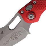 Microtech Automatic Stitch Knife Button Lock Red Aluminum Apocalyptic Blade 16910APRD