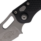 Microtech Automatic Stitch Knife Button Lock Black Aluminum Apocalyptic Spear Pt Blade 16910AP