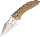 Microtech Automatic Stitch Knife Button Lock Brown Aluminum Stonewash Blade 16910BN