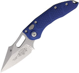 Microtech Automatic Stitch Knife Button Lock Navy Blue Aluminum Stonewash Blade 16910NA
