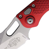 Microtech Automatic Stitch Knife Button Lock Red Aluminum Stonewash Blade 16910RD