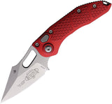 Microtech Automatic Stitch Knife Button Lock Red Aluminum Stonewash Blade 16910RD