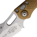 Microtech Automatic Stitch Knife Button Lock Tan Aluminum Stonewash Blade 16910TA