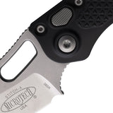 Microtech Automatic Stitch Knife Button Lock Black Aluminum Stonewash Spear Pt Blade 16910