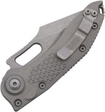 Microtech Automatic Stitch Knife Button Lock Natural Clear Gray Aluminum Apocalyptic Serrated Blade 16911APNC
