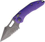 Microtech Automatic Stitch Knife Button Lock Purple Aluminum Apocalyptic Serrated Blade 16911APPU