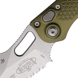 Microtech Automatic Stitch Knife Button Lock OD Green Aluminum Stonewash Serrated Blade 16911OD