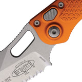 Microtech Automatic Stitch Knife Button Lock Orange Aluminum Stonewash Serrated Blade 16911OR