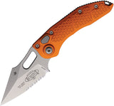 Microtech Automatic Stitch Knife Button Lock Orange Aluminum Stonewash Serrated Blade 16911OR
