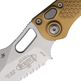 Microtech Automatic Stitch Knife Button Lock Tan Aluminum Stonewash Serrated Blade 16911TA