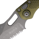 Microtech Automatic Stitch Knife Button Lock OD Green Aluminum Apocalyptic Serrated Blade 16912APOD