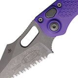 Microtech Automatic Stitch Knife Button Lock Purple Aluminum Apocalyptic Serrated Blade 16912APPU