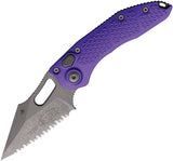 Microtech Automatic Stitch Knife Button Lock Purple Aluminum Apocalyptic Serrated Blade 16912APPU