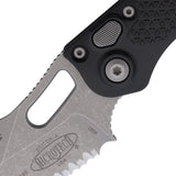 Microtech Automatic Stitch Knife Button Lock Black Aluminum Apocalyptic Serrated Blade 16912AP