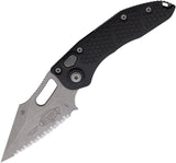Microtech Automatic Stitch Knife Button Lock Black Aluminum Apocalyptic Serrated Blade 16912AP