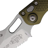 Microtech Automatic Stitch Knife Button Lock OD Green Aluminum Stonewash Serrated Blade 16912OD