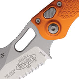 Microtech Automatic Stitch Knife Button Lock Orange Aluminum Stonewash Serrated Blade 16912OR