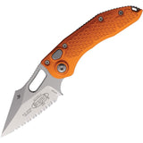Microtech Automatic Stitch Knife Button Lock Orange Aluminum Stonewash Serrated Blade 16912OR