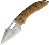 Microtech Automatic Stitch Knife Button Lock Tan Aluminum Serrated Blade 16912TA
