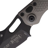 Microtech Automatic Stitch Knife Button Lock Natural Clear Gray Aluminum Black Apocalyptic Blade 1691APNC