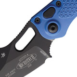 Microtech Automatic Stitch Knife Button Lock Blue Aluminum Black Wharncliffe Blade 1691BL