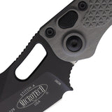 Microtech Automatic Stitch Knife Button Lock Natural Clear Gray Aluminum Black Wharncliffe Blade 1691NC