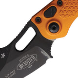 Microtech Automatic Stitch Knife Button Lock Tangerine Orange Aluminum Black Wharncliffe Blade 1691OT