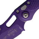 Microtech Automatic Stitch Knife Button Lock Purple Aluminum Cerakote Wharncliffe Blade 1691PUX16