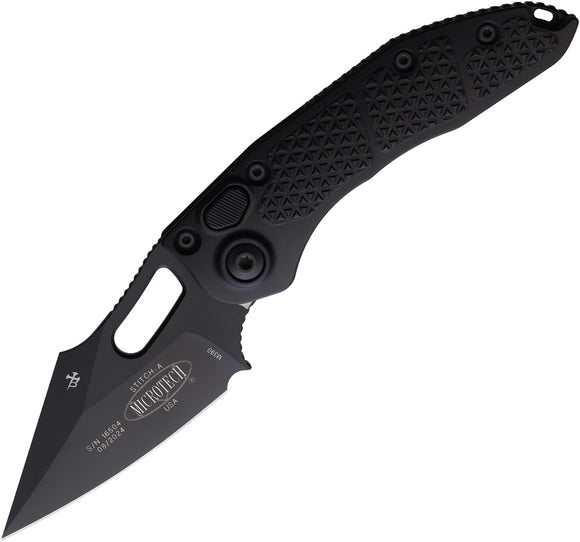 Microtech Automatic Stitch Knife Button Lock Blackout Aluminum Spear Pt Blade 1691T