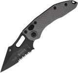 Microtech Automatic Stitch Knife Button Lock Natural Clear Gray Aluminum Black Serrated Blade 1692NC