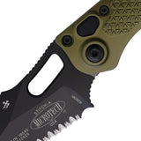 Microtech Automatic Stitch Knife Button Lock OD Green Aluminum Black Serrated Blade 1692OD