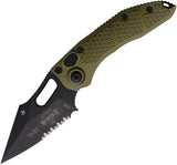Microtech Automatic Stitch Knife Button Lock OD Green Aluminum Black Serrated Blade 1692OD
