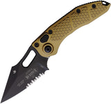 Microtech Automatic Stitch Knife Button Lock Tan Aluminum Black Serrated Wharncliffe Blade 1692TA