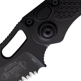 Microtech Automatic Stitch Knife Button Lock Blackout Aluminum Partially Serrated Blade 1692T