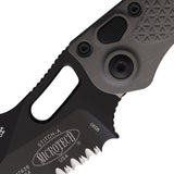 Microtech Automatic Stitch Knife Button Lock Natural Clear Gray Aluminum Serrated Blade 1693NC