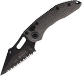 Microtech Automatic Stitch Knife Button Lock Natural Clear Gray Aluminum Serrated Blade 1693NC