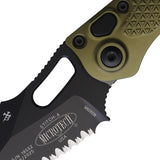 Microtech Automatic Stitch Knife Button Lock OD Green Aluminum Black Serrated Blade 1693OD