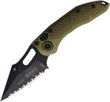 Microtech Automatic Stitch Knife Button Lock OD Green Aluminum Black Serrated Blade 1693OD