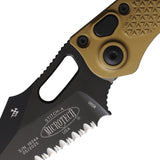 Microtech Automatic Stitch Knife Button Lock Tan Aluminum Black Serrated Blade 1693TA