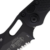 Microtech Automatic Stitch Knife Button Lock Black Aluminum Serrated Blade 1693T